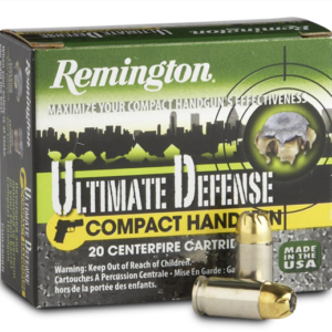 Remington Ultimate Defense Compact Handgun, .380 ACP, BJHP, 102 Grain, 20 Rounds