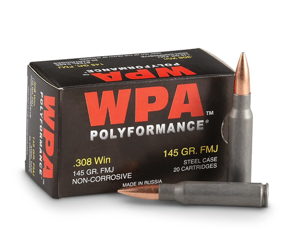 Wolf WPA Polyformance, .308 Winchester, FMJ, 145 Grain, 500 Rounds