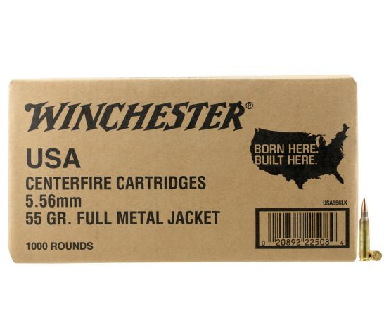 Winchester Ammunition 55 gr Full Metal Jacket 5.56 Ammo, 1000/box - WM1931000