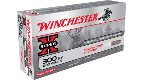Winchester SUPER X SUBSONIC EXPANDING .300 AAC Blackout 200 grain Copper Plated Hollow Point Centerfire Rifle Ammunition X300BLKX Caliber: .300 AAC Blackout, Number of Rounds: 20