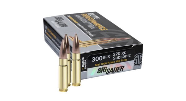 ig Sauer Elite Match Grade .300 AAC Blackout 220 grain Open Tip Match Brass Cased Centerfire Rifle Ammunition