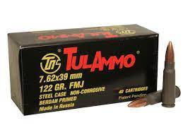 TulAmmo Ammunition 7.62x39mm 122 Grain Full Metal Jacket (Bi-Metal) Steel Case Berdan Primed